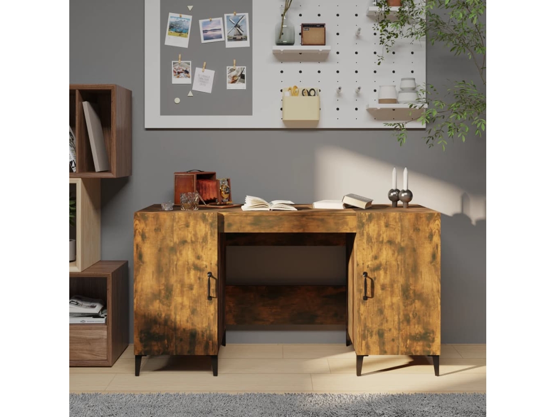 Escritorio | Mesa | Escritorio de 140x50x75 cm. Fabricado en madera de roble ahumado.