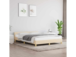Cama Sin Colchón Tela Color Crema 140x200 Cm