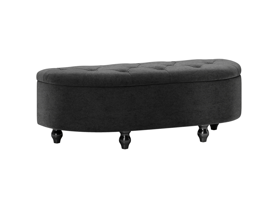 Banco de madera con tapa abatible, color gris oscuro, 120x46x42 cm.