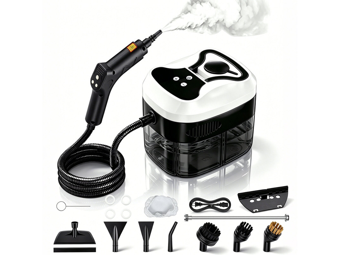 Limpiador Vapor Manual 1800w 3 Bares, 6 Regulaciones, Depósito 1l Y 3 Boquillas Para Hogar Y Coche