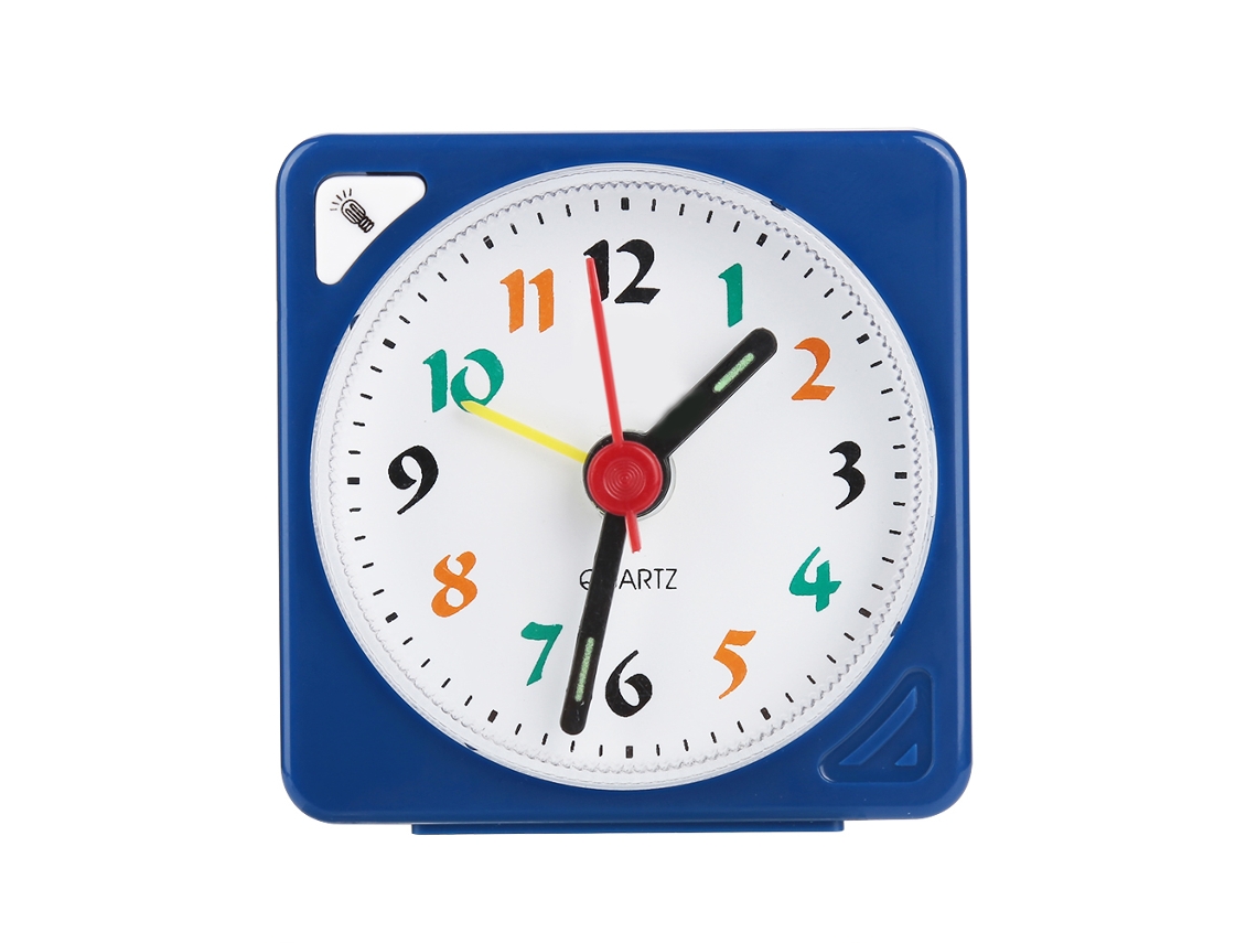2026-reloj Despertador De Viajes Mini Con Luz Led Cuarzo, Función Snooze, Batería, Azul