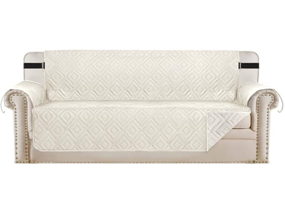 Funda de sofá impermeable Siurn, color blanco, apta para mascotas y niños (117 cm x 56 cm)
