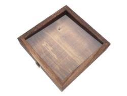 Vitrina De Madera Maciza De 25x25x4,5 Cm Con Tapa Abatible.