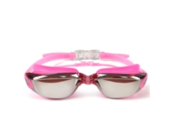 Gafas de natación impermeables antivaho con tapones de silicona - Rosa
