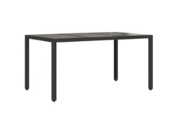 Mesa de jardín superficie de vidrio ratán PE negro VIDAXL (150x90x75 cm)