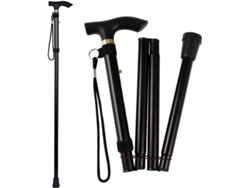 Bastón plegable ligero unisex, de altura ajustable con correa de mano, ideal para caminar y hacer senderismo (negro)