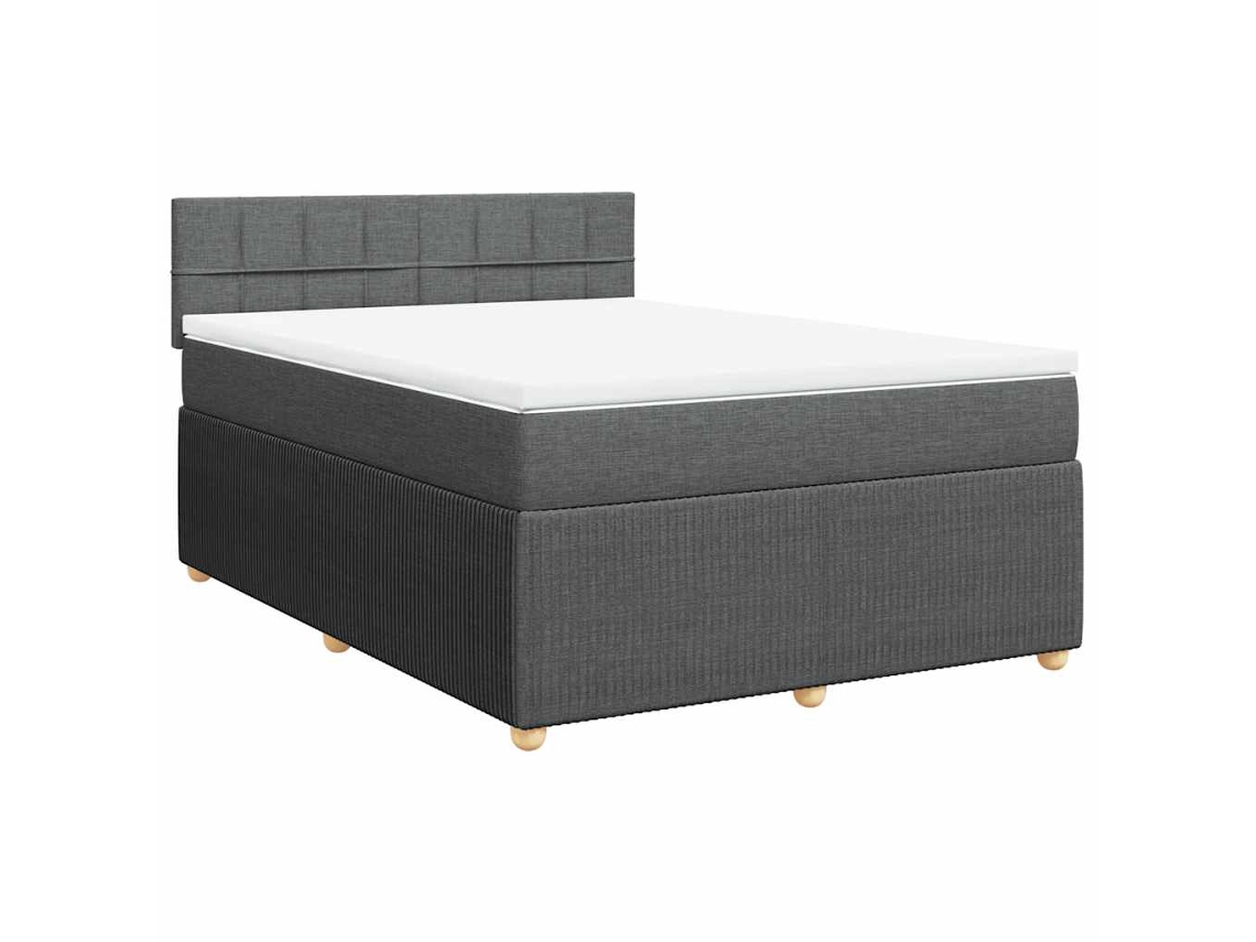 Maison Exclusive - Cama Box Spring Con Colchón Tela Gris Oscuro 140x190 Cm