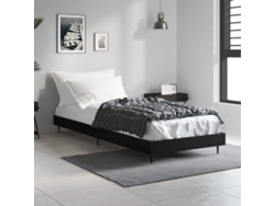 Estructura De Cama Madera De Ingeniería Negra 75x190 Cm