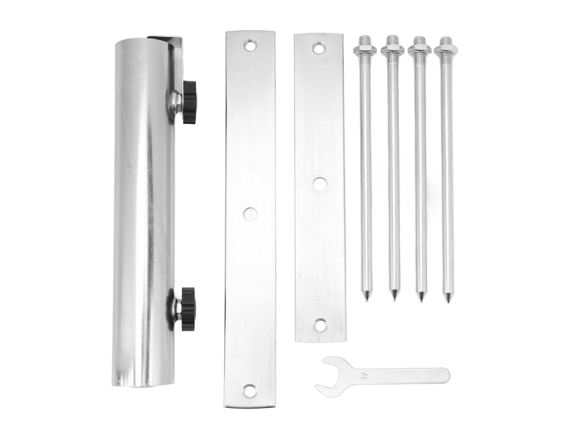 Base ajustable de acero inoxidable para sombrilla con 4 clavijas.