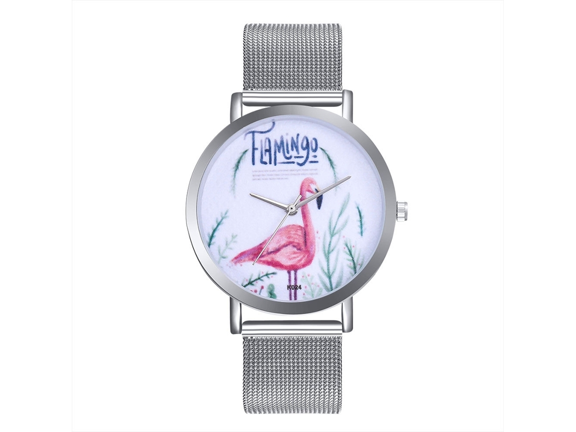 Reloj De Pulsera De Cuarzo Para Mujer Con Brazalete De Acero Inoxidable, Esfera Redonda, Diseño De Animales, Color Plata.