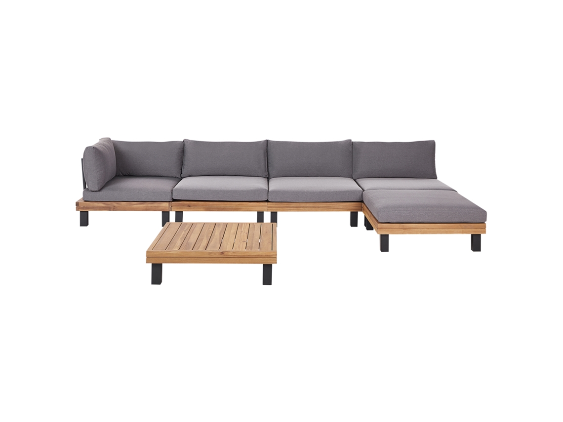 Conjunto de Exterior Modular con Cojines BELIANI Frazzano de Madera de Acacia con Certificado Fsc® Gris 249X249X72