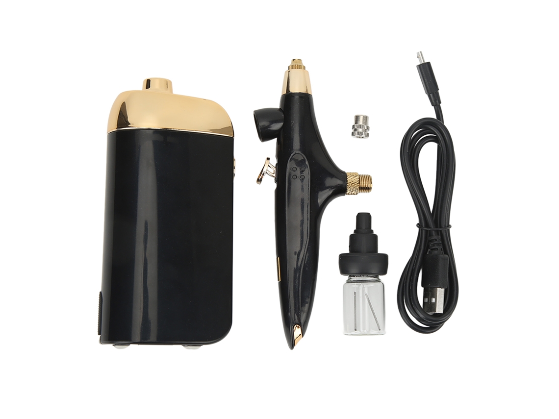 Aerógrafo portátil para maquiagem e cuidados faciais com nebulizador de nanotubos de oxigênio, presente ideal para mulheres, preto.