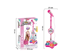 Micrófono para niños (rosa) con soporte, instrumento musical para karaoke, juguete educativo para formación.