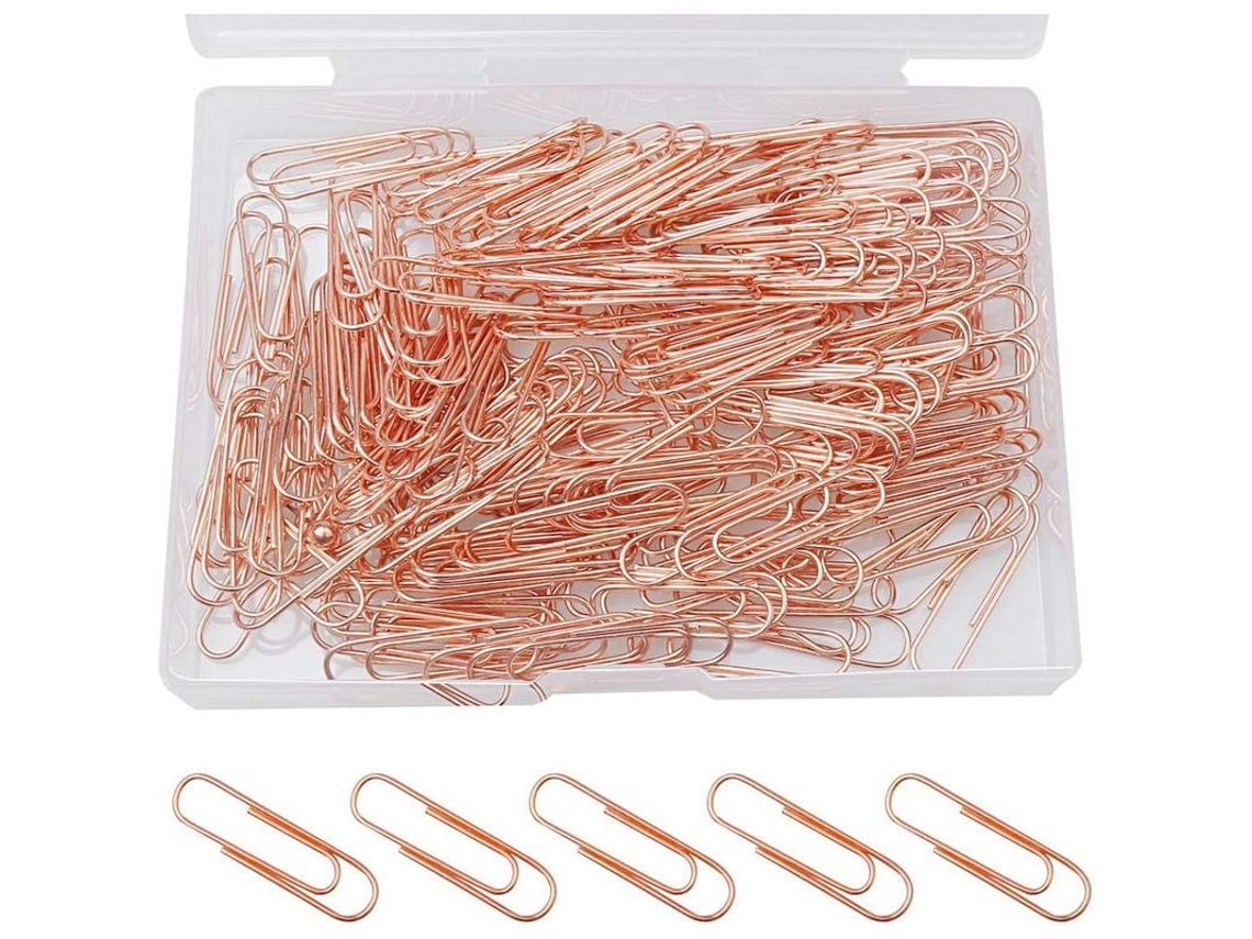 2026-200 Clips De Papel Oro Rosa, 28mm (1.1") De Acero Inoxidable, Suaves Y Duraderos