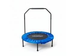 Relaxdays Trampolim Com Barra De Apoio, Ø 102 Cm, Minitrampolim Dobrável Até 120 Kg, Trampolim Fitness Indoor, Azul