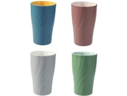Juego De Vasos Para Afeitar, 4 Piezas, Vaso De Plástico Reutilizable Para Enjuague Bucal, Diseño Anticaída Con Estampado Nórdico.