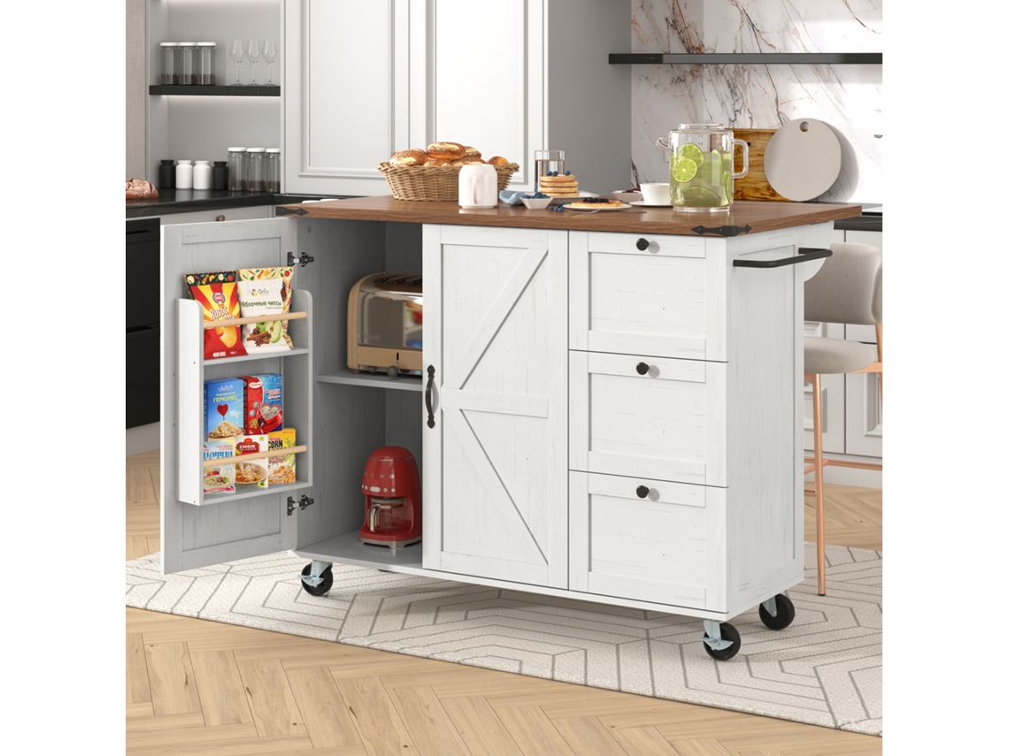 Isla de cocina YCONE con encimera de madera extensible