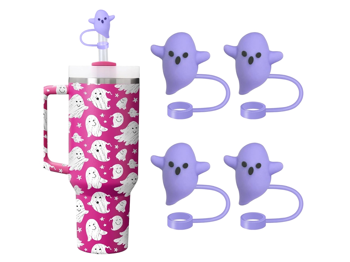 KOFIHETY Tapa Canudos de Fantasma, 4 Unidades, Silicona, Compatibles con Stanley Cup 30 40 oz, Accesorios Divertidos para Vasos