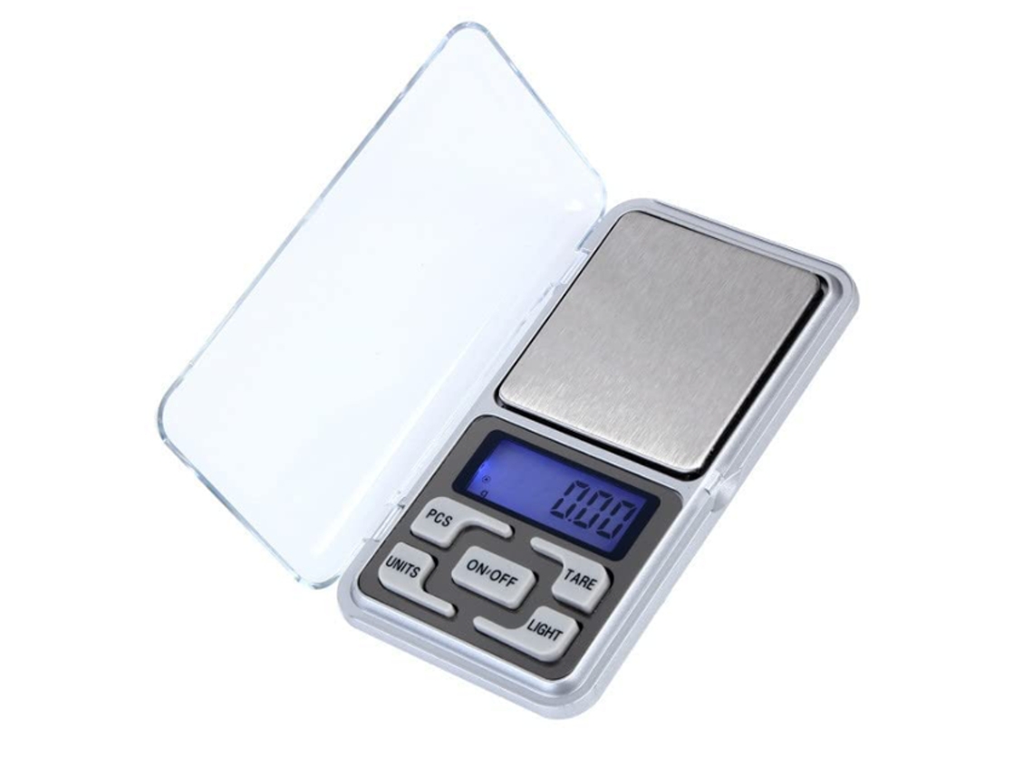 Báscula de cocina digital de precisión de 0,01 g, mini báscula de acero inoxidable plateada Tommy01