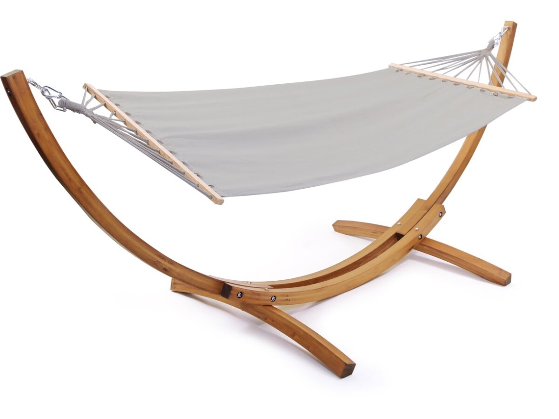 Hamaca de madera con lona de algodón Dallas 3M gris, Habitat Et Jardin