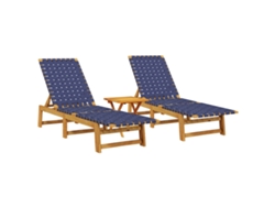 Maison Exclusive - Tumbonas Con Mesa 2 Uds Madera Maciza De Acacia Azul Oscuro