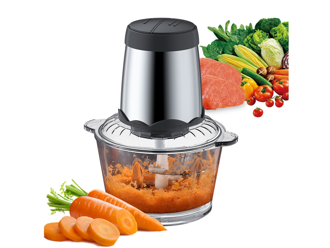 Procesador De Alimentos Aoresac De 300 W Con 4 Cuchillas, Dos Velocidades Y Recipiente De Vidrio De 2 L/8 Tazas.