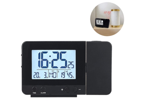 Reloj de alarma de proyección, despertador junto a la cama con radio FM, reloj digital