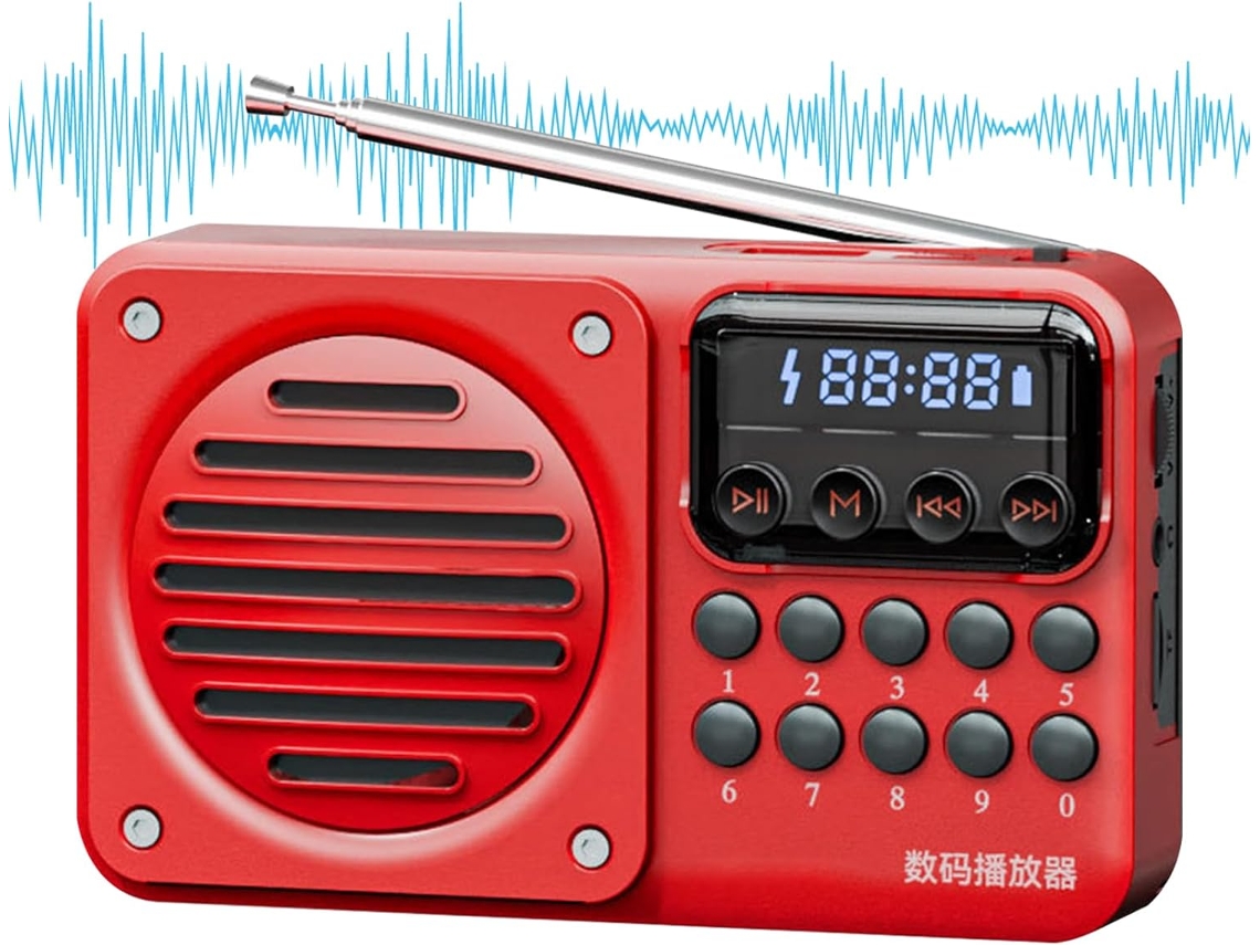 Radio De Bolsillo Am Portátil Con Altavoz Con Cable Y Reproductor De Audio Recargable.