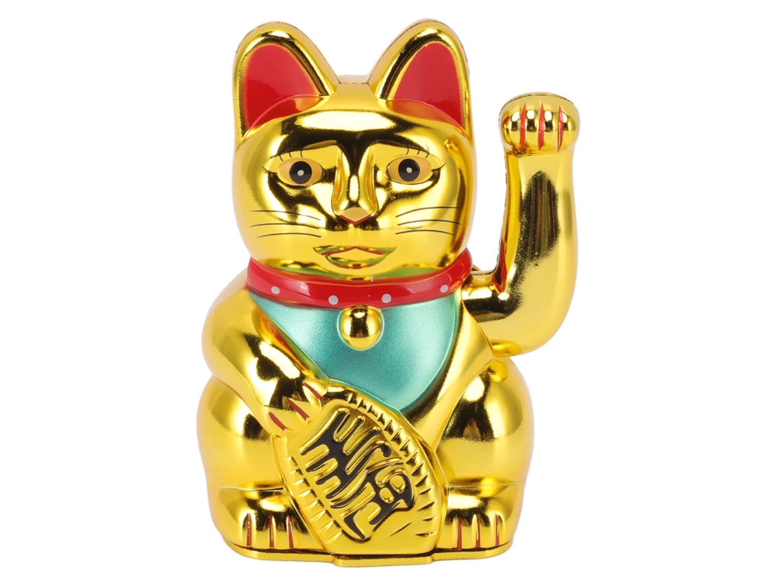 Gato De La Suerte Con Batería, Gato Que Saluda, Gato De La Riqueza, 5 Pulgadas, Dorado Brillante Para Hotel Y Restaurante.