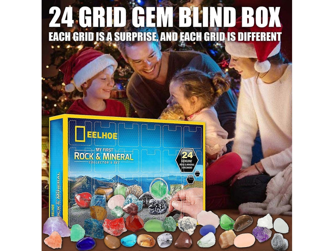 Caja de regalo navideña Eelhoe Blue Magic Ore con cuenta regresiva de 24 días, regalo sorpresa navideño Hengjian