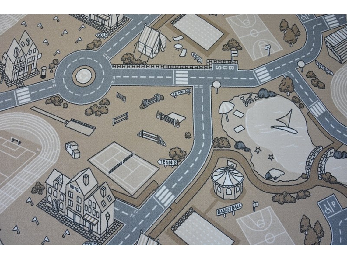 Moqueta Antideslizante Infantil Street Beige (200 x 200 cm)