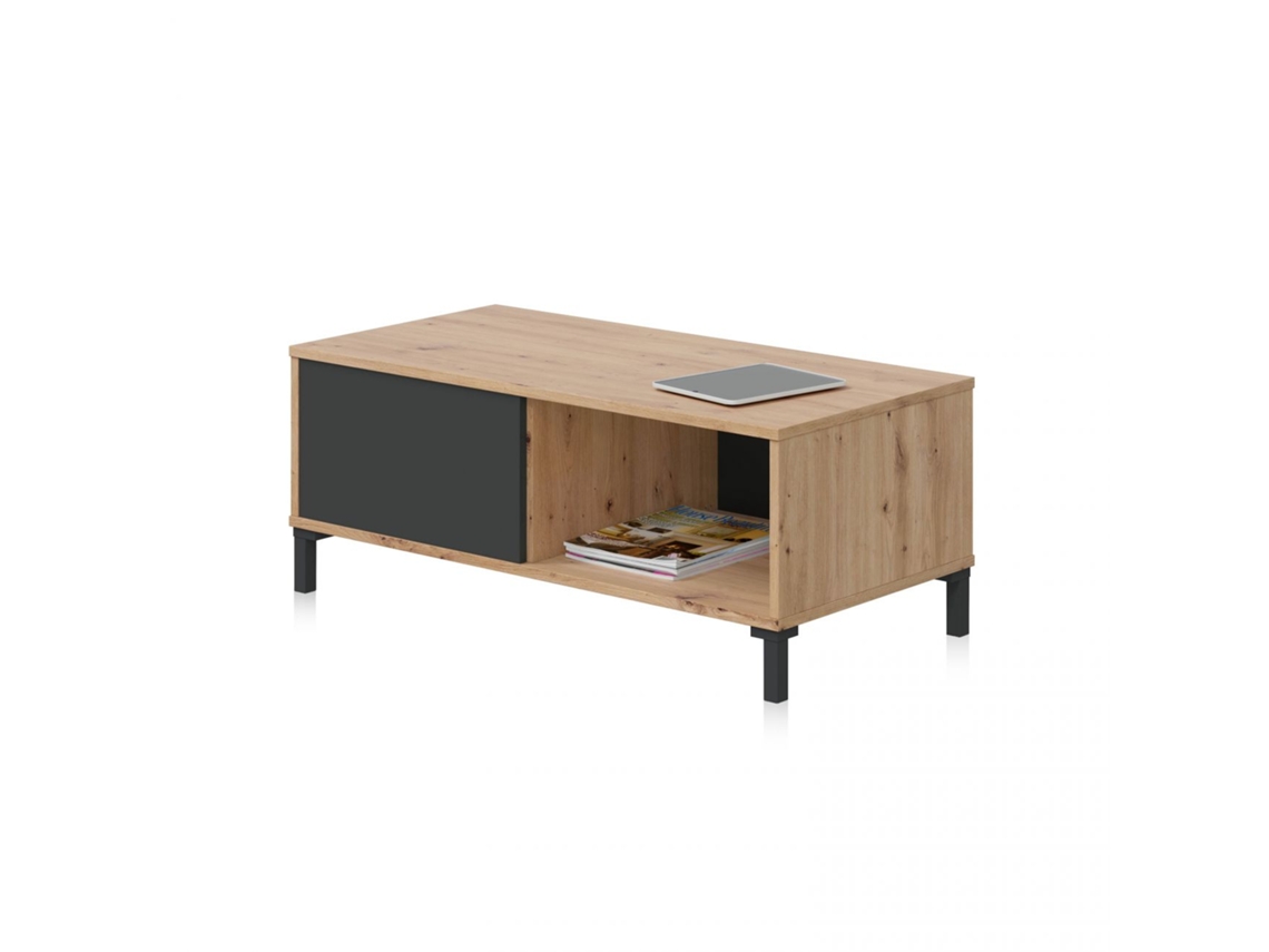 Mesa de centro Brooklyn Gris Antracita - Roble Nodi 100 x 40 x 50cm cm