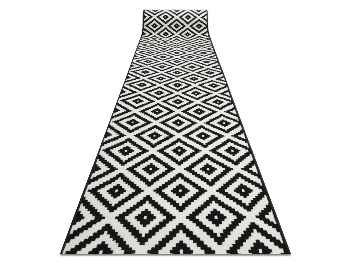 Alfombra de Pasillo Bcf Morad Diamantes Negro / Crema 60 cm