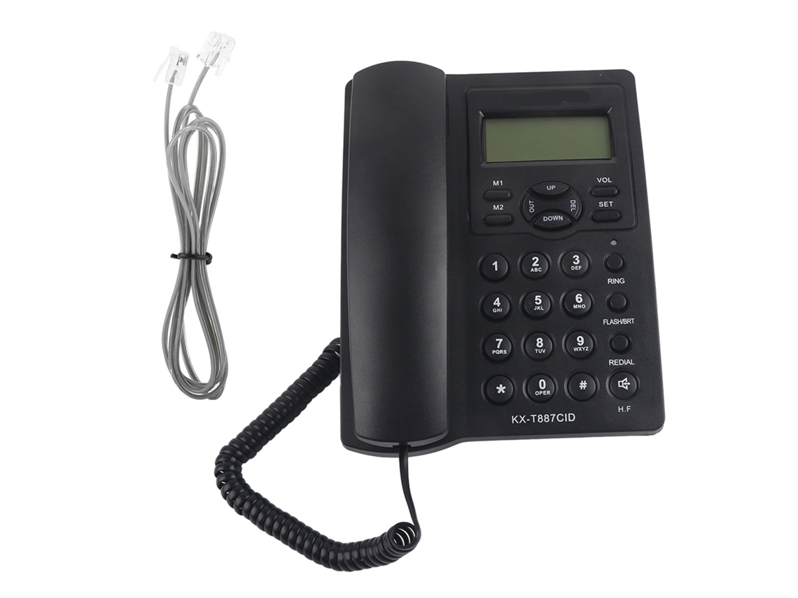 Teléfono Con Cable, Altavoz, Alarma De 3 Grupos Y Pantalla Lcd Para Uso Doméstico - Negro