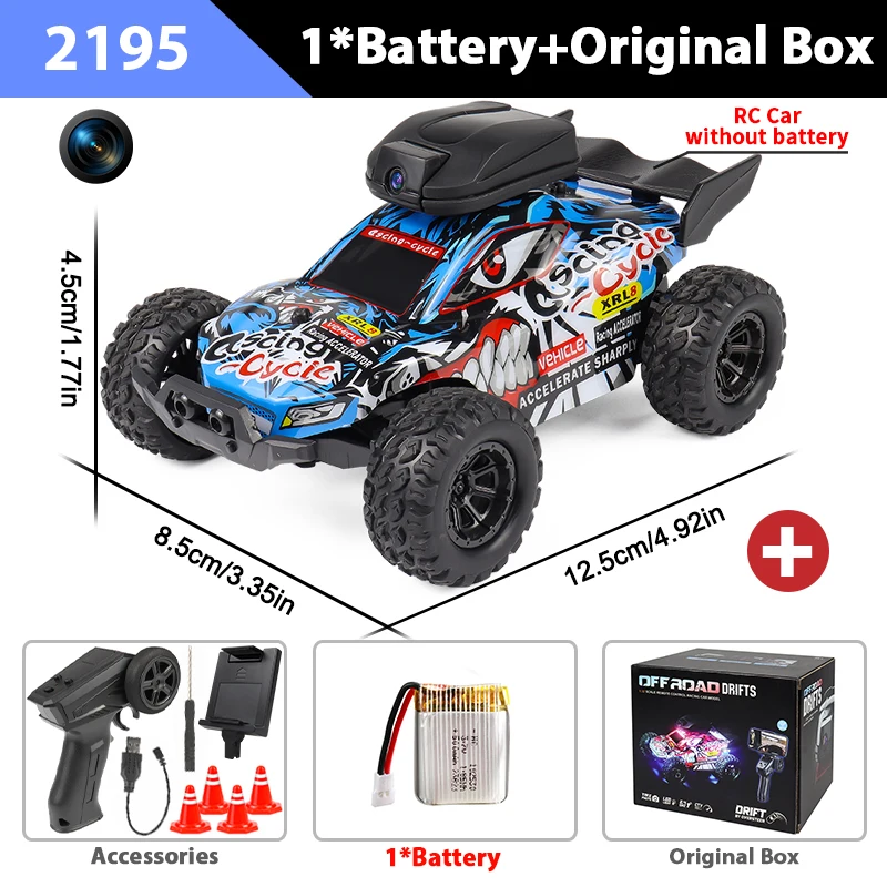 Coche De Carreras Todoterreno De Alta Velocidad Con Control Remoto (azul), Juguete Eléctrico Para Niños.