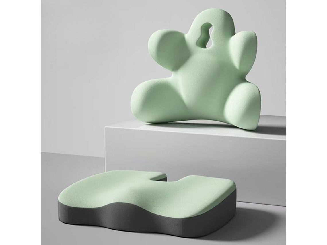 Almohada Ergonómica De Apoyo Lumbar Con Cojín De Espuma Viscoelástica, Verde Gertiz