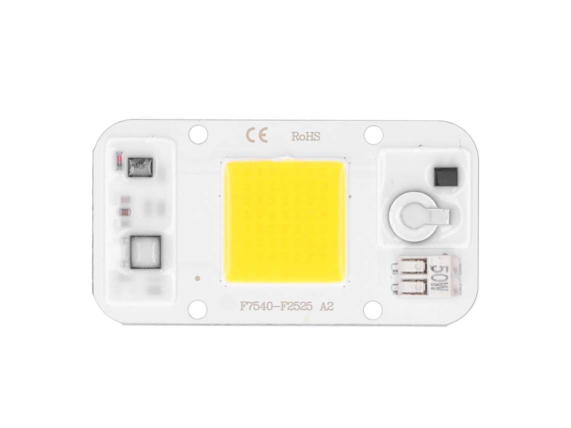 Chip Led Cob 50w 220v Luz Branca Painel Sem Solda Alto Fluxo Luminoso 100lm/w Diy