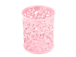Portalápices Y Bolígrafos Con Diseño De Rosa Hueca, Metal Macizo, Organizador De Escritorio, Oficina, 9,5 X 9 X 8,5 Cm, Rosa