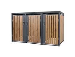 Cobertizo de exterior ML-Design para 3 cubos de basura 240L acero antracita aspecto roble