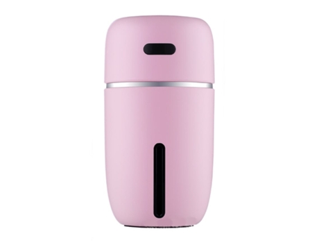 Humidificador de niebla fría portátil de 200 ml, mini humidificador USB para coche, purificador de aire con luz nocturna de 7 colores, rosa BISBISO...