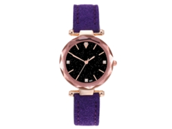 Reloj De Pulsera De Cuarzo Para Mujer Con Correa De Piel Sintética Y Brillantes Diamantes De Imitación (morado)