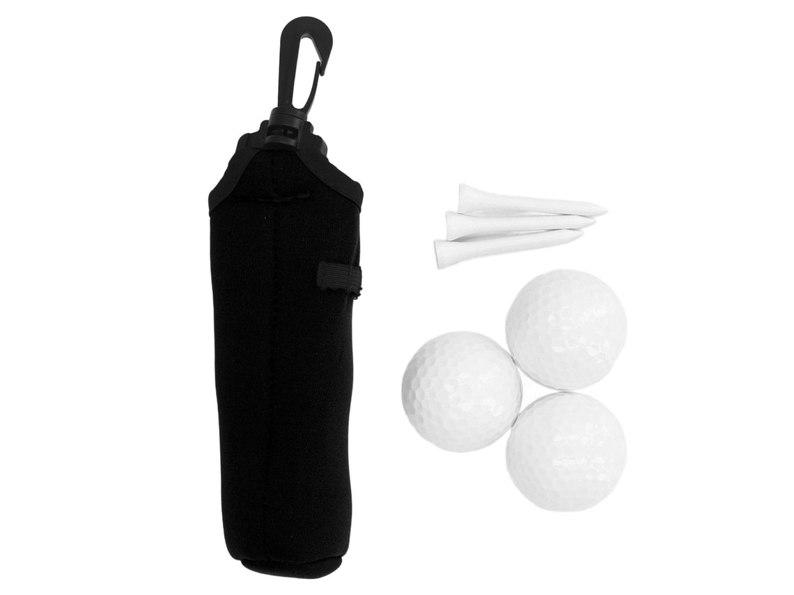 Bolsa Portátil De Neopreno Para Pelotas De Golf Y Tees Con 3 Pelotas Y 3 Tees, Mochila Pequeña De Almacenamiento Negra.