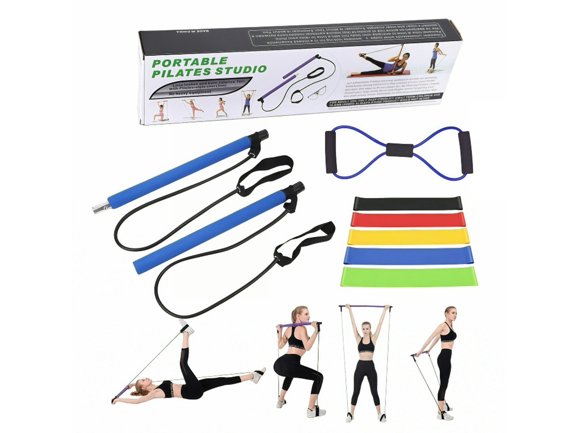 Juego De Barra De Pilates Y Fitness De 7 Piezas (Azul)  DIGITALLAB