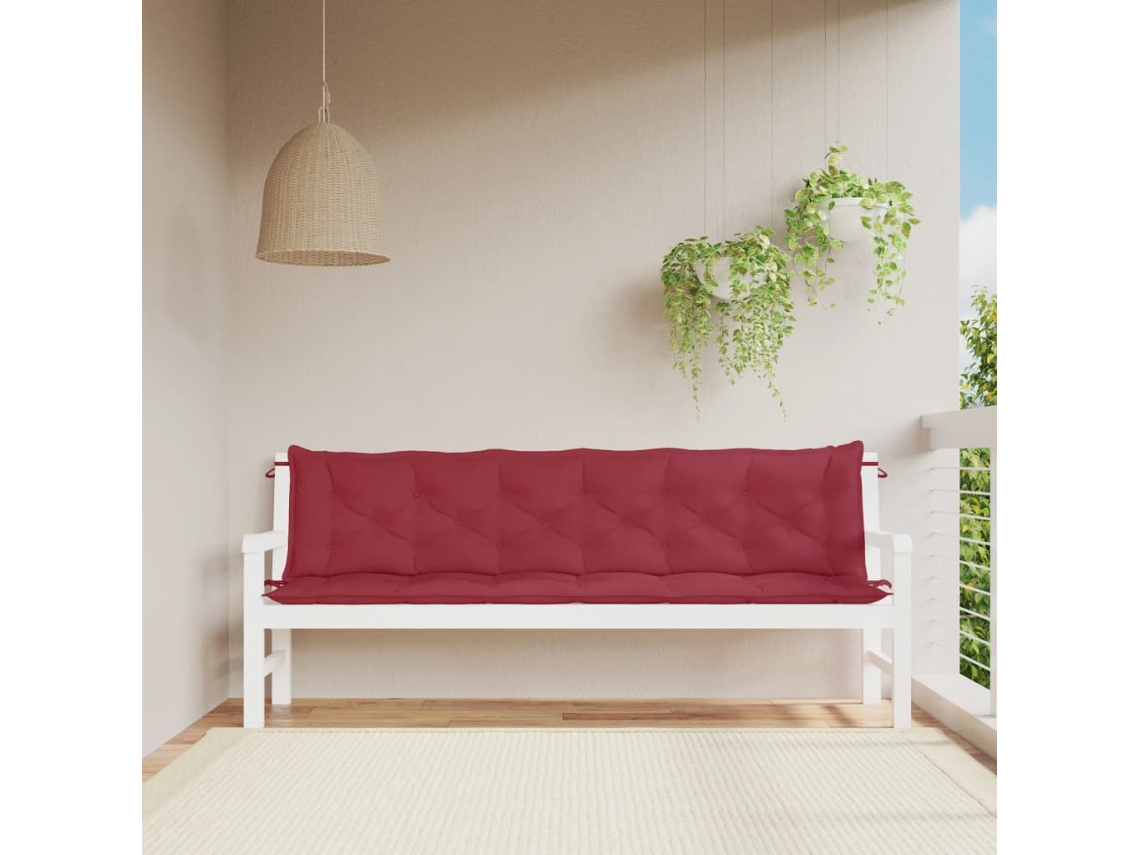 Cojines para banco de jardín, 2 unidades, tela Oxford, teñidos de rojo, Dkd Home Decor