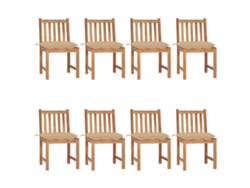 Sillas de jardín DKD Home Decor de 8 piezas con cojines, madera maciza de teca