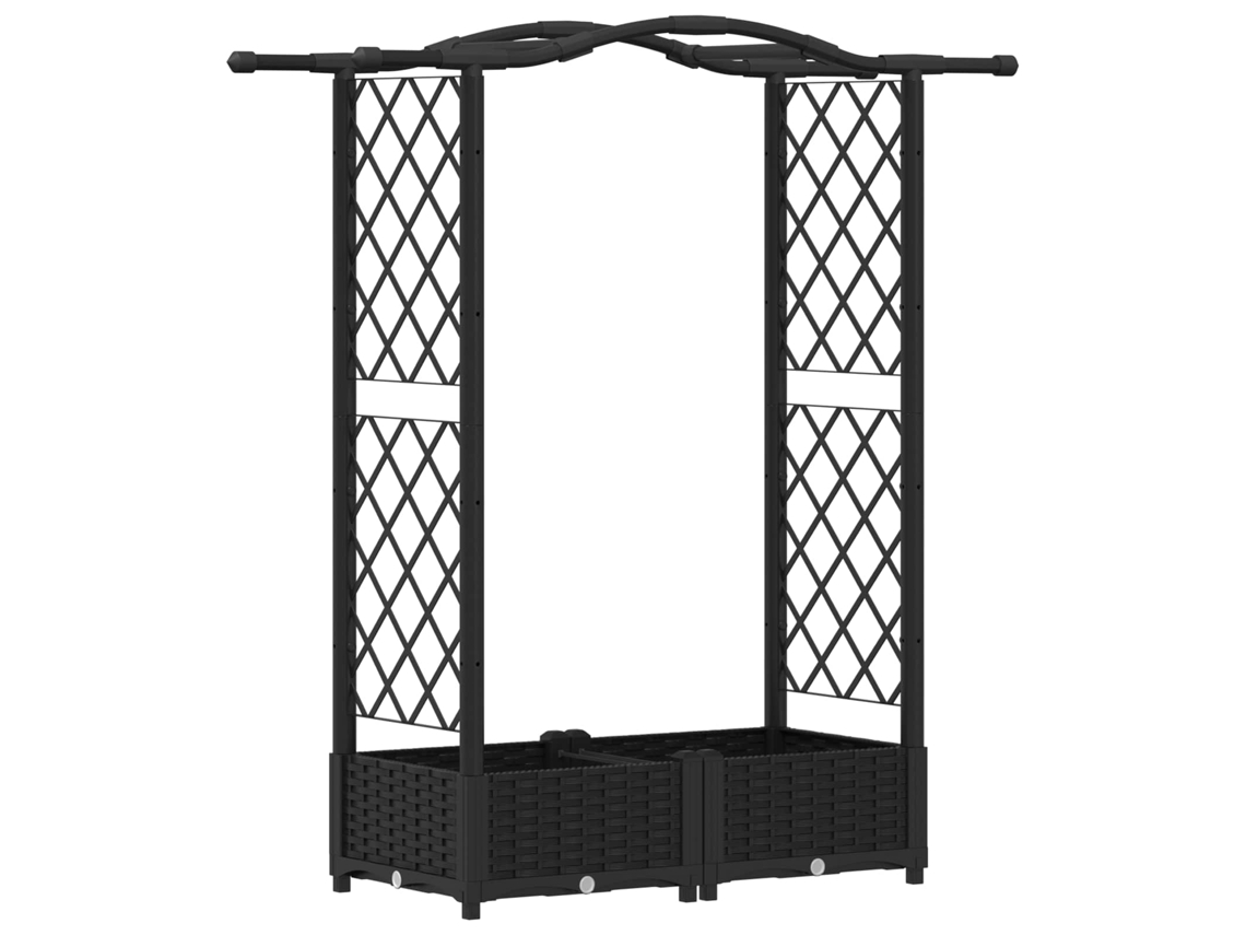 Vidaxl Cama Elevada Con Trellis Y Techo Negro 124 X 40 X 125 Cm Pp