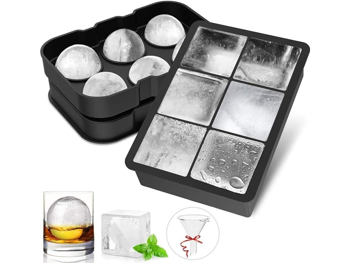 Juego de moldes de silicona para hielo JEIIBRZUI: 6 bolas, 6 cubos sin tapa