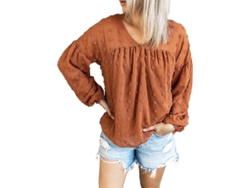 2026-blusa Casual Mujer De Manga Larga Cuello V De Puntos Suizos Para Otoño Y Primavera De Tela Ligera Y Transpirable