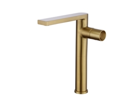 Grifo De Lavabo Elevado 003 En Latón Dorado Cepillo Colección Scamandre