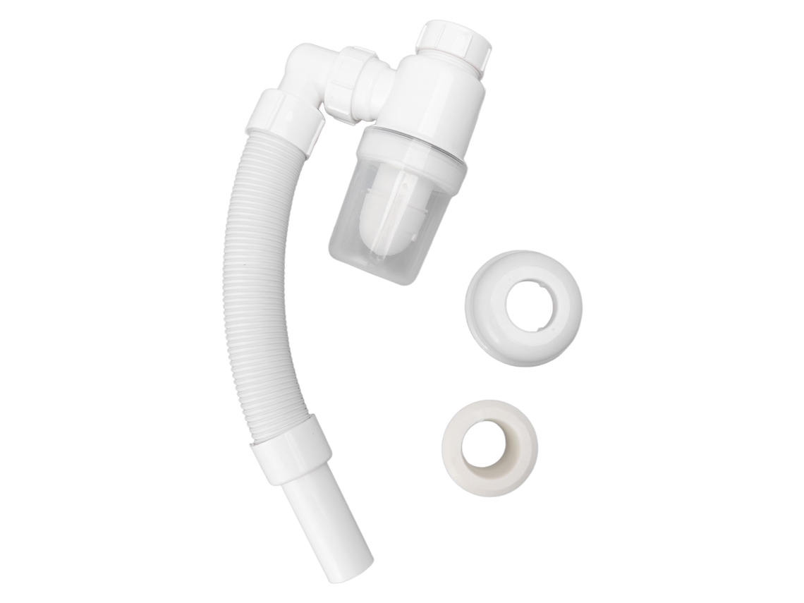 Tubo de drenaje flexible antiolor de 90 grados, blanco, para fregadero de cocina y baño
